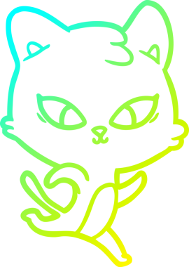 Bir insan tarafından çizilmiş bir çizgi film kedisinin soğuk gradyan çizgisi.