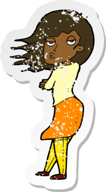 Bir insan tarafından çizilmiş bir karikatür kadının gerilmiş surat ifadesi.