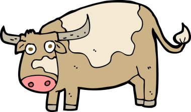 bir insan tarafından çizilmiş çizgi film ineği