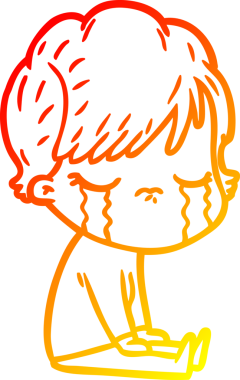 Bir insan tarafından çizilmiş, ağlayan bir çizgi kadın çizimi.