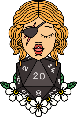 Retro Dövme Tarzı İnsan Rogue Bir insan tarafından çizilmiş 20 zar ile