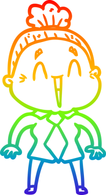 Gökkuşağı gradyan çizgi çizimi Bir insan tarafından çizilmiş mutlu yaşlı kadın