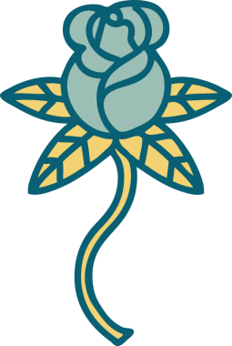 Bir insan tarafından çizilmiş gülün ikonik dövme şekli