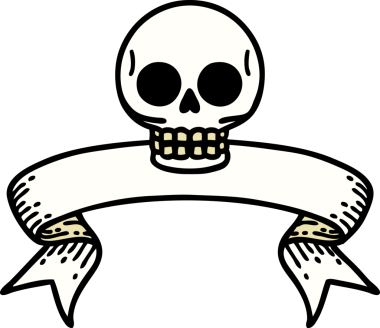 Bir insan tarafından çizilmiş geleneksel bir kafatası dövmesi.