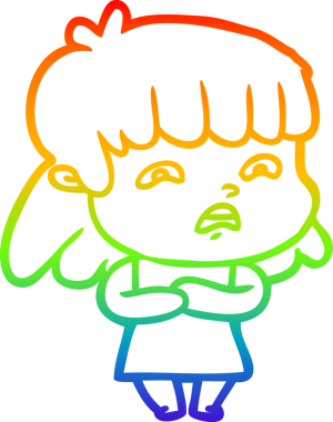 Gökkuşağı gradyan çizimi Bir insan tarafından çizilmiş endişeli bir çizgi kadın