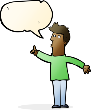 Çizgi filmci bir insan tarafından çizilmiş bir konuşma balonuyla ihtiyatlı olmayı tavsiye ediyor.