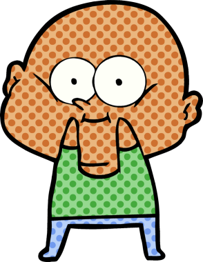 Bir insan tarafından çizilmiş kel bir adam.