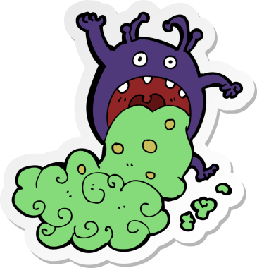 Bir insan tarafından çizilmiş iğrenç bir canavarın çıkartması.