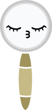 Bir insanın çizdiği büyüteçin düz renkli retro karikatürü