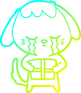 Bir insan tarafından çizilmiş ağlayan bir köpeğin soğuk gradyan çizimi