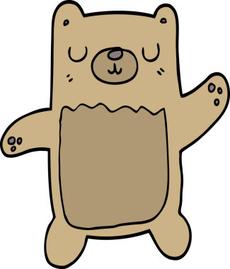 Bir insan tarafından çizilmiş çizgi film ayısı.