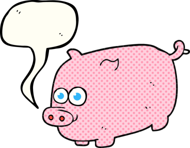 El yazısıyla çizilmiş çizgi roman konuşma balonu bir insan tarafından çizilmiş domuz.