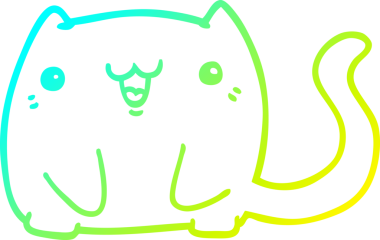 Bir insan tarafından çizilen çizgi film kedisinin soğuk gradyan çizgisi.