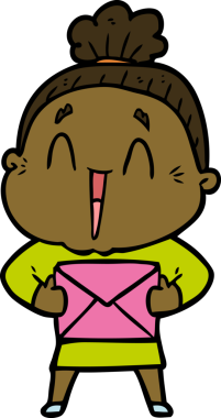 Bir insan tarafından çizilmiş mutlu yaşlı kadın çizgi filmi.