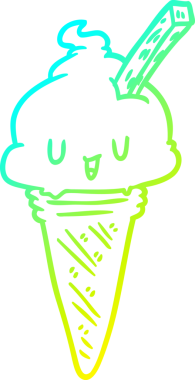 Bir insan tarafından çizilmiş dondurmanın soğuk gradyan çizgisi.