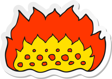 Bir insan tarafından çizilmiş bir çizgi film alevinin çıkartması.