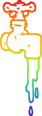 Bir insan tarafından çizilen damlayan musluğun çizgi film gradyanı çizimi