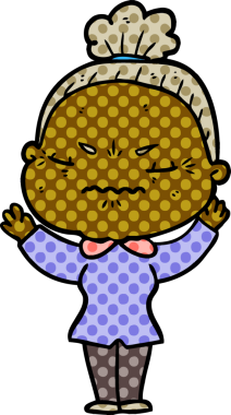 Çizgi film bir insan tarafından çizilmiş yaşlı bir kadın tarafından rahatsız edildi.