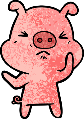 Bir insan tarafından çizilmiş kızgın domuz çizgi filmi.