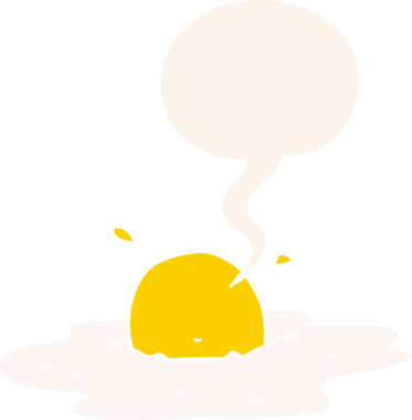 bir insan tarafından çizilmiş, konuşma baloncuklu kızarmış yumurta.