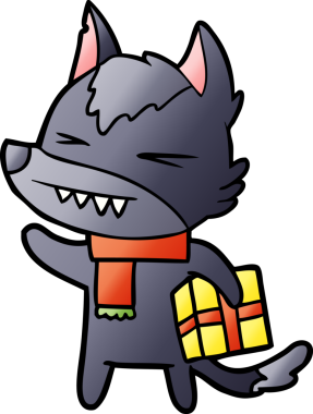 Bir insan tarafından çizilmiş kızgın Noel Kurdu çizgi filmi.