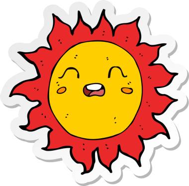 Bir insan tarafından çizilmiş bir çizgi film güneşinin çıkartması.