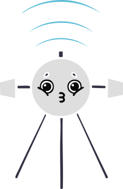 Bir insan tarafından çizilmiş düz renkli bir uydu karikatürü