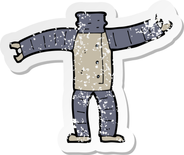 Bir insan tarafından çizilmiş robot bir karikatürün gerilimli çıkartması.