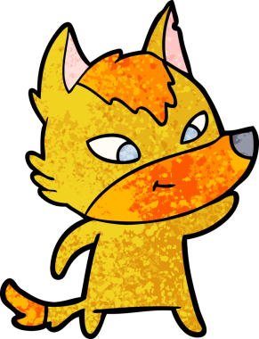 Bir insan tarafından çizilmiş tilki çizgi film karakteri