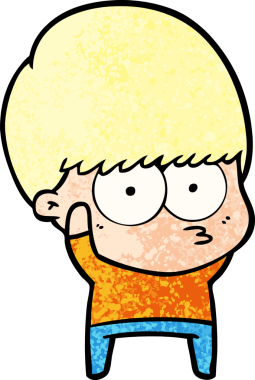 Bir insan tarafından çizilmiş sinirli çizgi film çocuğu.