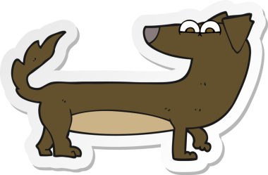 Bir insan tarafından çizilmiş bir köpeğin çıkartması.