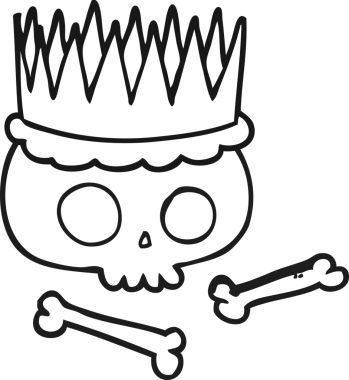 Bir insan tarafından çizilmiş siyah beyaz karikatür tacı.