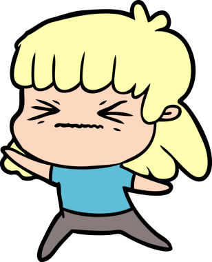 Bir insan tarafından çizilmiş kızgın bir kız.