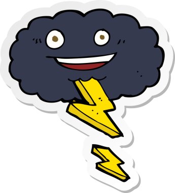 Bir insan tarafından çizilmiş bir karikatür fırtına bulutunun çıkartması.