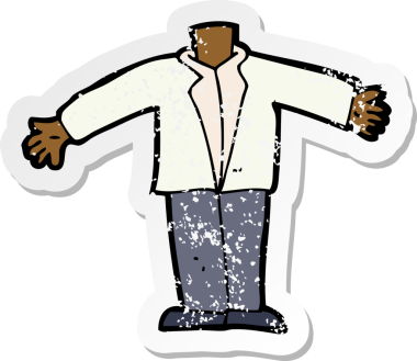 Bir insan tarafından çizilmiş kollarını sallayan bir karikatür vücudunun gerilimli çıkartması.