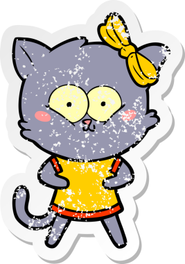 Bir insan tarafından çizilmiş karikatür bir kedinin sıkıntılı çıkartması.