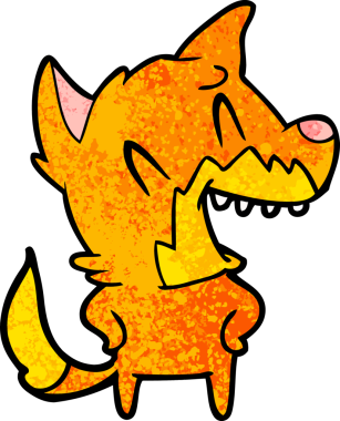 Bir insan tarafından çizilmiş gülen tilki çizgi filmi.