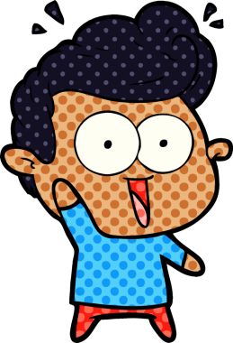 Bir insan tarafından çizilmiş çizgi film bakışlı adam.