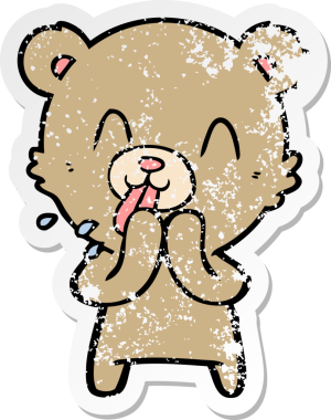 Bir insan tarafından çizilmiş kaba bir çizgi film ayısının sıkıntılı çıkartması.