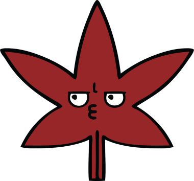 Bir insan tarafından çizilmiş bir sonbahar yaprağının sevimli karikatürü.