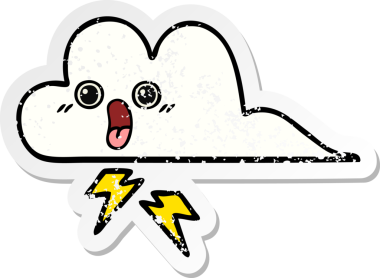 Bir insan tarafından çizilmiş tatlı bir karikatür fırtına bulutunun sıkıntılı çıkartması