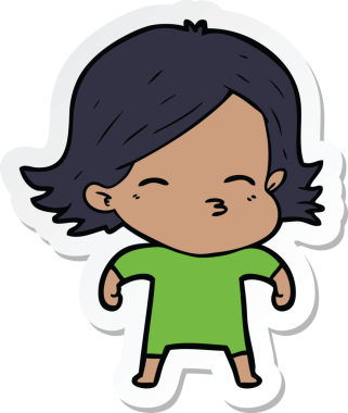 Bir insan tarafından çizilmiş bir karikatür kadının çıkartması.