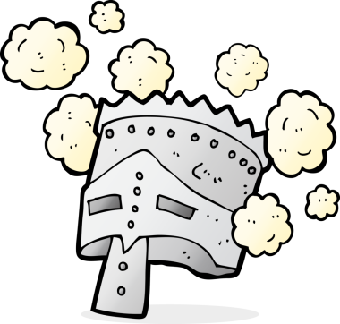 bir insan tarafından çizilmiş ortaçağ miğferi.