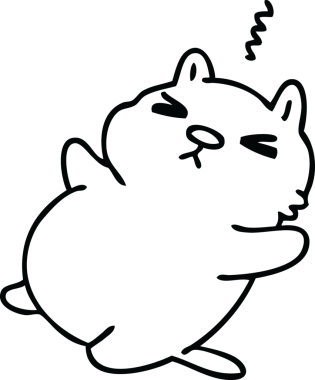 Bir insan tarafından çizilmiş garip çizgi film kedisi.