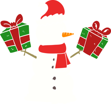 Bir insan tarafından çizilmiş düz renkli kardan adam.