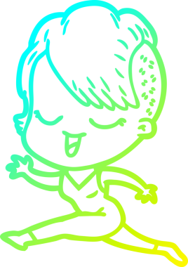 Bir insan tarafından çizilmiş mutlu çizgi film kızı çizimi.