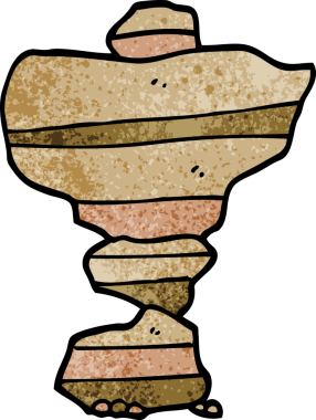 Bir insan tarafından çizilmiş istiflenmiş taş karalamaları.