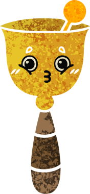 Bir insan tarafından çizilmiş okul çanının retro çizim stili karikatürü