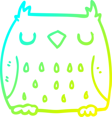 Bir insan tarafından çizilen baykuşun soğuk gradyan çizgisi.