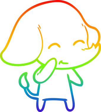 Gökkuşağı gradyan çizgisi bir insan tarafından çizilmiş şirin bir fil çizimi